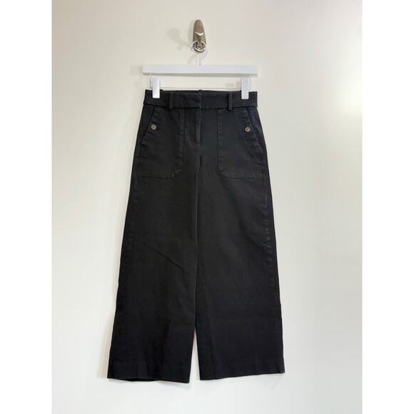 J.Crew Cropped Wide Leg Pant In Black Size 0 - Picture 4 of 5